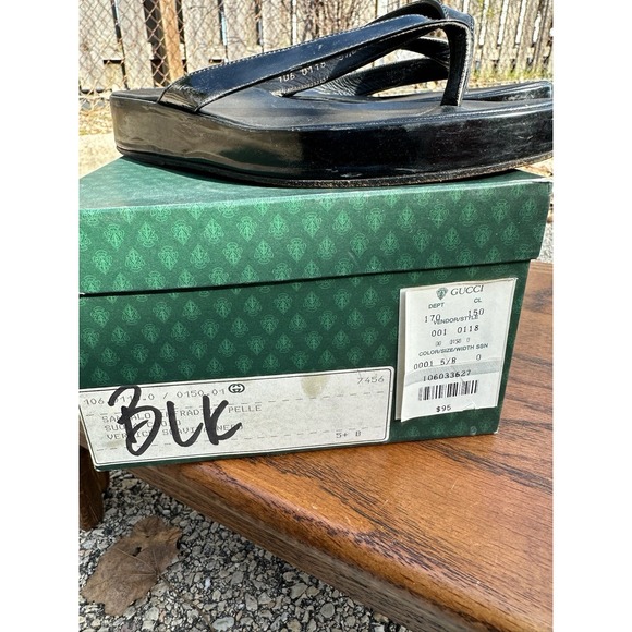 Gucci Black Leather Thong Sandals Womens Size 5.5 B Made in Italy - Picture 8 of 11